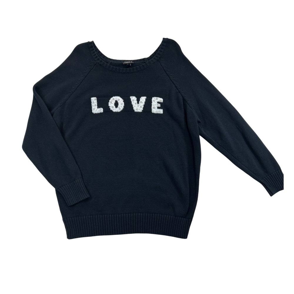 Torrid Sweater Womens 2 Black "LOVE" Graphic Long Sleeve Crew Neck Cotton
